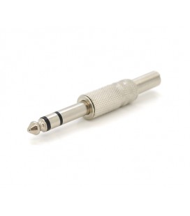 Разъем 6,3 стерео под кабель рифленное с пружиной (серый металл)