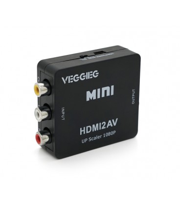 Конвертер VEGGIEG HV-01 Mini, HDMI to AV, ВХОД 3RCA(мама) на ВЫХОД HDMI(мама) , Black, Box