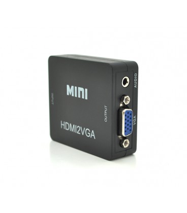 Конвертер Mini, HDMI to VGA, ВХОД HDMI(мама) на ВЫХОД VGA(мама), 720P/1080P, Black, BOX
