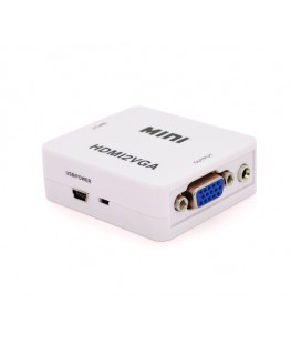 Конвертер Mini, HDMI to VGA, ВХОД HDMI(мама) на ВЫХОД VGA(мама), 720P/1080P, White, BOX