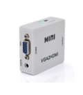 Конвертер Mini, VGA2HDMI, ВЫХОД HDMI(мама), на ВХОД VGA(мама) 720P/1080P, White, BOX