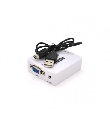 Конвертер VEGGIEG VH-101 Mini, HDMI to VGA, ВХОД VGA(мама) на ВЫХОД HDMI(мама), White, Пакет