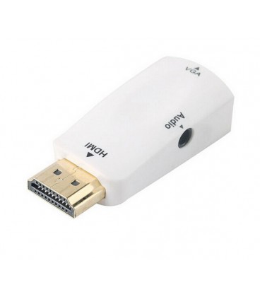 Конвертер-адаптер HDMI (папа) на VGA(мама), White, CristalBox