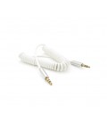 Кабель AUX Audio DC3.5 папа-папа 1.5м пружина, CCA Stereo Jack, (круглый) White cable, Box