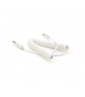 Кабель AUX Audio DC3.5 папа-папа 1.5м пружина, CCA Stereo Jack, (круглый) White cable, Box
