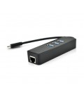 Type-C-хаб, 3хUSB 3.0 + 1 Gigabit Lan, Black, Box