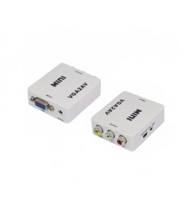Конвертер Mini, VGA to AV, ВЫХОД 3RCA(мама) на ВХОД VGA(мама), 720P/1080P, White, BOX