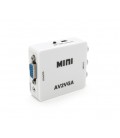 Конвертер Mini, AV to VGA, ВХОД 3RCA(мама) на ВЫХОД VGA(мама), 720P/1080P, White, BOX