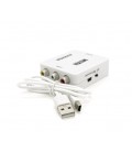 Конвертер Mini, AV to VGA, ВХОД 3RCA(мама) на ВЫХОД VGA(мама), 720P/1080P, White, BOX