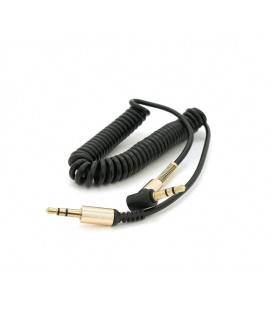 Кабель AUX Audio DC3.5 папа-папа 1.5м пружина, CCA Stereo Jack, (круглый) Black cable, Box