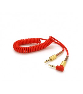 Кабель AUX Audio DC3.5 папа-папа 1.5м пружина, CCA Stereo Jack, (круглый) Red cable, Box
