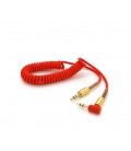 Кабель AUX Audio DC3.5 папа-папа 1.5м пружина, CCA Stereo Jack, (круглый) Red cable, Box