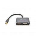 Конвертер VEGGIEG MD2-M MiniDisplay Port (папа) на HDMI(мама)+VGA(мама), 25cm, Silver, Пакет