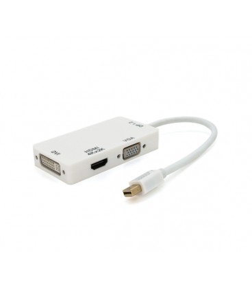 Конвертер mini Display Port (папа) на HDMI/VGA/DVI(мама) 30cm, White, 4K/2K, Пакет
