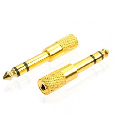 Переходник Jack 6.3 (папа)/Jack 3.5 (мама) Stereo, Gold, металл,Q100