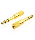 Переходник Jack 6.3 (папа)/Jack 3.5 (мама) Stereo, Gold, металл,Q100