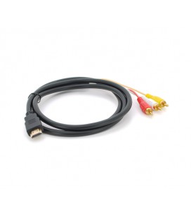 Кабель HDMI (папа)-3RCA (папа), 1.5m , 1 феррит, оплетка, Black/Red, пакет