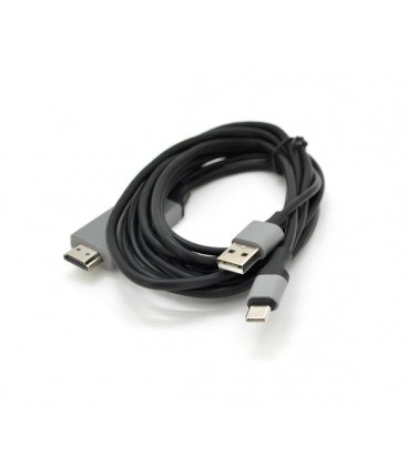 Конвертер MHL Type-C (папа) + USB (папа) &gt, HDMI(папа) 2.0м, Black, 4K/2K, BOX