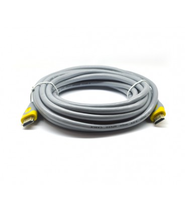 Кабель Merlion HDMI-HDMI V-Link High Speed 5.0m, v2,0, OD-8.2mm, круглый Grey, коннектор Grey/Yellow, (Пакет), Q60