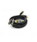 Кабель VEGGIEG AV303 Audio-Video 3хRCA (папа) &gt, 3хRCA (папа), GOLD connector, круглый, Black, 3,0 м, Пакет