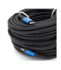 Кабель Merlion HDMI-HDMI 4Kx2K Ultra HD, 30.0m, v2,0, круглый Black, коннектор Blue, Blister-box, Q10