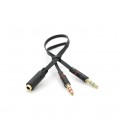 Сплиттер Jack 3.5 (мама ) 2 pin &gt,2*Jack 3.5(папа) 2 pin , плоский, Black, Пакет