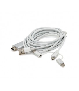 Конвертер MHL Type-C/Micro/Lighting (папа) + USB (папа) &gt, HDMI(папа) 1.8м, Black, 4K/2K, BOX