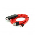 Конвертер MHL Lighting (папа) + USB (папа) &gt, HDMI(папа) 1.8м, Red, 4K/2K, BOX
