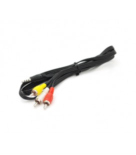Кабель DC3.5 (папа) &gt, 3хRCA (папа), длина Jack 15мм, CCA, круглый, Black, 1,0 м, (Пакет) Q500