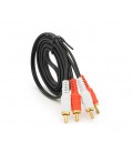 Кабель 2RCA(папа)&gt,2хRCA (папа), CU, круглый, 1,5м, Black, Пакет