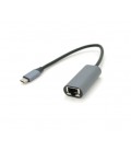 Конвертер Type-C (папа)/RJ-45(мама), 18cm, круглый, chip:RTL8153, 1000Mbps, Gray