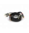 Кабель VEGGIEG AV301 Audio-Video 3хRCA (папа) &gt, 3хRCA (папа), GOLD connector, круглый, Black, 1,5 м, Пакет
