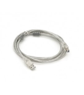 Кабель USB 2.0 AM/BM, 3.0m, 2 феррита, прозрачный