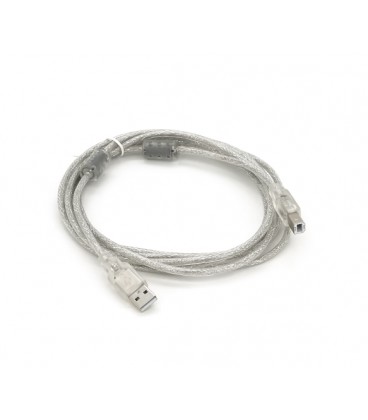 Кабель USB 2.0 AM/BM, 3.0m, 2 феррита, прозрачный