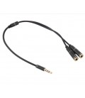 Разветвитель аудио для наушников и микрофона, Jack 3.5 (папа ) 4 pin &gt,2*Jack 3.5(мама) 3 pin , круглый в оплетке, Пакет