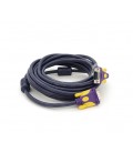 Кабель Merlion VGA 3+4 with shielding, 5m, male to male (папа-папа), 2 феррита, purple/blue, Пакет Q100