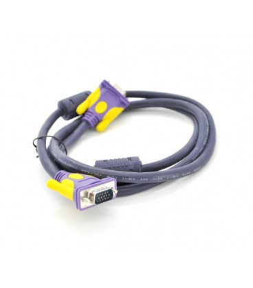 Кабель Merlion VGA 3+4 with shielding, 3m, male to male (папа-папа), 2 феррита, purple, Пакет Q100