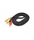 Кабель DC3.5 (папа) &gt, 3хRCA (папа), GOLD Jack3.5мм, длина Jack 17мм, CU, круглый, Black, 3 м, (Пакет) Q300