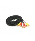 Кабель Audio-Video 3хRCA (папа) &gt, 3хRCA (папа), GOLD connector, CU, круглый, Black, 5,0 м, (Пакет) Q200