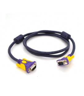 Кабель Merlion VGA 3+4 with shielding, 1,5m, male to male (папа-папа), 2 феррита, purple, Пакет Q150