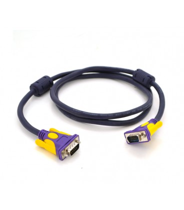 Кабель Merlion VGA 3+4 with shielding, 1,5m, male to male (папа-папа), 2 феррита, purple, Пакет Q150
