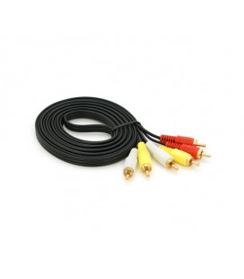 Кабель Audio-Video 3хRCA (папа) &gt, 3хRCA (папа), GOLD connector, CU, круглый, Black, 3,0 м, (Пакет) Q300