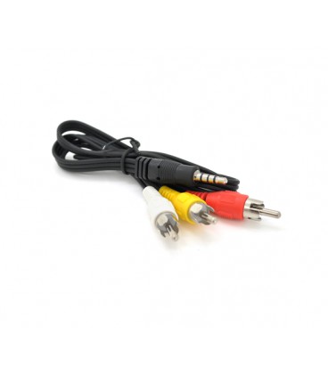 Кабель DC3.5 (папа) &gt, 3хRCA (папа), длина Jack 15мм, CCA, круглый, Black, 0.5 м, (Пакет) Q500