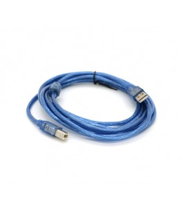 Кабель USB 2.0 RITAR AM/BM, 3.0m, 1 феррит, прозрачный синий