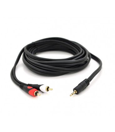 Кабель DC3.5 (папа) &gt, 2хRCA (папа), GOLD Jack, CU, Stereo, круглый, Black, 1,8 м, (Пакет) премиум Q200