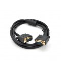 Кабель VEGGIEG VG-1.5 VGA 3+6, 1,5m, male to male (папа-папа), OD-6.5mm, 1 феррит, круглый Black, коннектор Gold, Пакет
