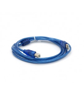 Кабель USB 2.0 RITAR AM/BM, 2.0m, 1 феррит, прозрачный синий