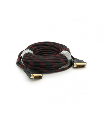 Кабель Merlion Dvi-Dvi 10m, 2 ферита, оплетка, Black, 24/24pin, (Пакет), Q50