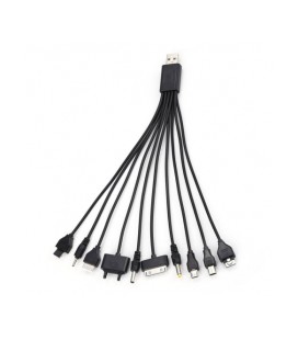 USB кабель с переходниками 10 в 1, 0,2м, Black, OEM Q500