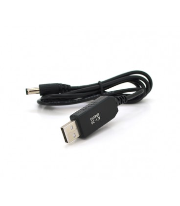 Кабель для роутера 5.5/2.5(5.5/2.1)mm(M)&gt, USB2.0 (Out:12V), 1м, Black, OEM